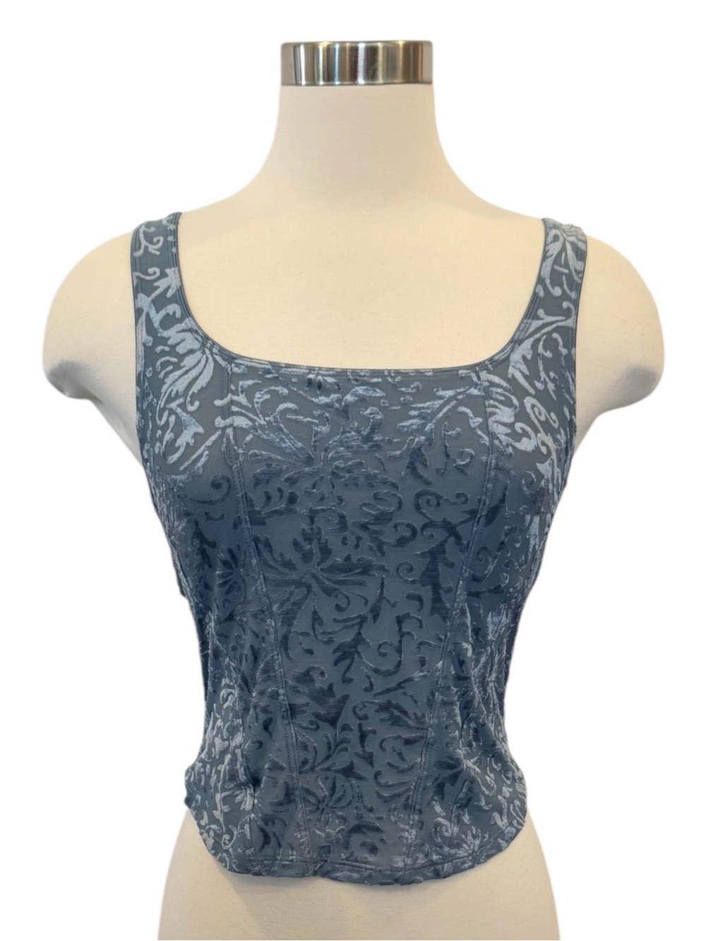 90s Victoria’s Secret Stretch Velvet Burnout Blue Vintage Camisole Tank Top M